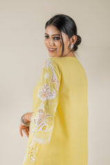 YELLOW CUT WORK KURTA