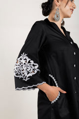 BLACK EMBROIDERED SUIT SET