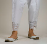 WHITE EMBROIDERED NARROW SALWAR