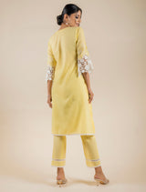 3D Embroidered Yellow Kurta