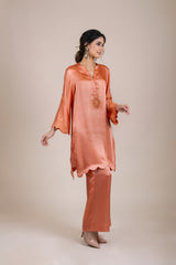 Coral Embroidered Suit Set
