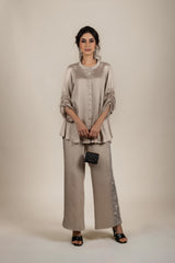 Beige Embroidered Co-ord Set