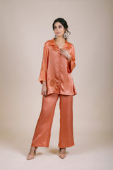 Coral Embroidered Co-ord Set