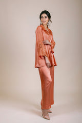 Coral Embroidered Co-ord Set