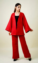 Beautiful TWEED Red Co-Ord Set-Inching India