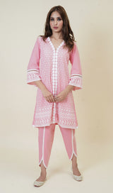 Pink Embroidered Women's Suit Set