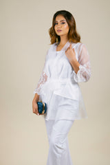 Organza Embroidered Cape Set For Women's