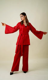 Beautiful TWEED Red Co-Ord Set-Inching India