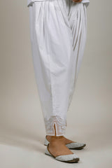 WHITE EMBROIDERED NARROW SALWAR