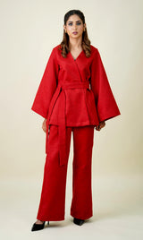 Beautiful TWEED Red Co-Ord Set-Inching India