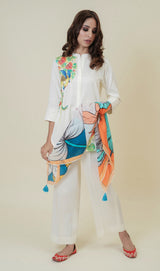 Cream Hand-Painted Co-Ord Set
