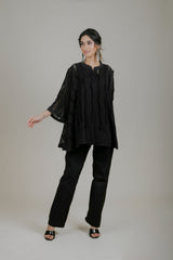 Black Cutwork Cape For Women-Inching India