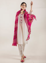White Suit with Leheriya Dupatta- Inchingindia