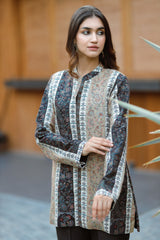 Black -Beige Woolen Cape For Women -Inching India