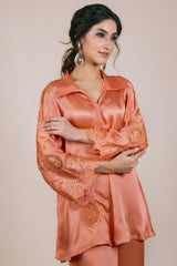 Coral Embroidered Co-ord Set