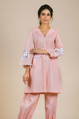 Baby Pink Embroidered Suit Set