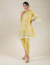 YELLOW CUT WORK KURTA