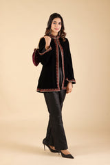 Black Velvet Cape with Embroidered Broders