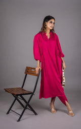 Hot Pink Set with Embroidered Dhoti