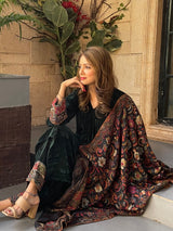 Bottle Green Crush Suit With Woven Chanderi Dupatta