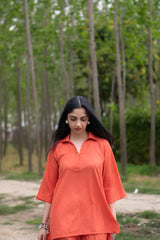 Orange Linen Co-ord Set