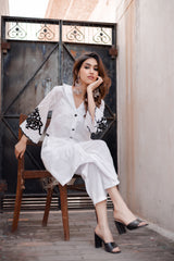 WHITE EMBROIDERED SUIT SET