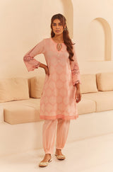 Gul Peach Embroidered Women's Suit Set