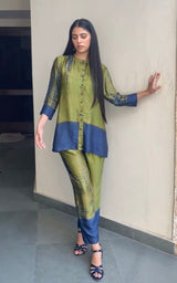 BLUE-GREEN OMBRE CO-ORD SET