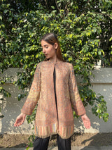 Beige Woollen Kaani Cape for Women- Inching India