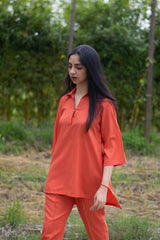 Orange Linen Co-ord Set
