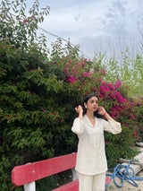 Cream Floral Cutwork Co-ord Set