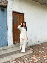 Cream Floral Cutwork Co-ord Set