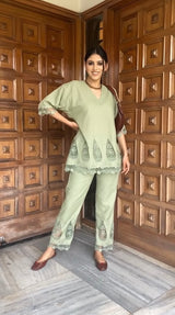 SAGE GREEN CUT WORK SET