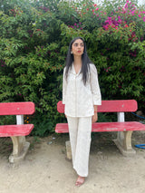 Cream Floral Cutwork Co-ord Set