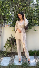 Flowy Beige Co Ord sets western For Women
