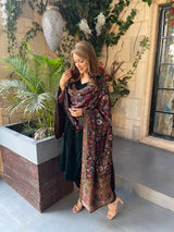 Bottle Green Crush Suit With Woven Chanderi Dupatta