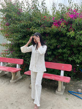 Cream Floral Cutwork Co-ord Set