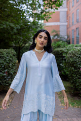 Light Blue Embroidered Farshi Salwar Set