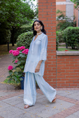 Light Blue Embroidered Farshi Salwar Set