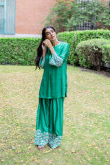 Emerald Green Embroidered Farshi Salwar Set