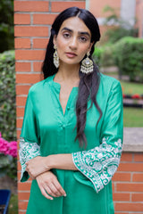 Emerald Green Embroidered Farshi Salwar Set
