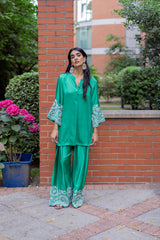 Emerald Green Embroidered Farshi Salwar Set