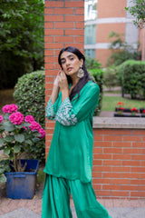 Emerald Green Embroidered Farshi Salwar Set