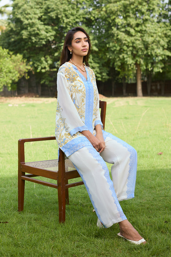 Mehak Lavender Blue Printed Set