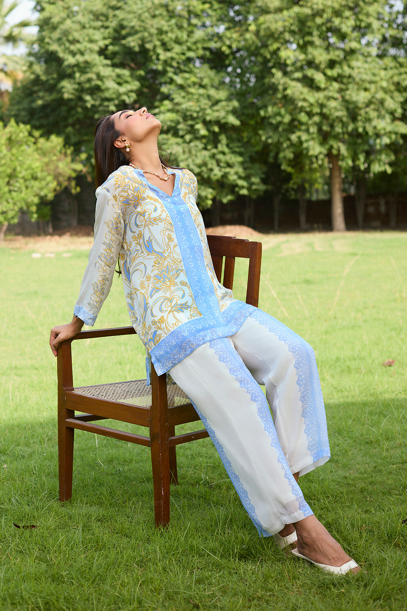 Mehak Lavender Blue Printed Set