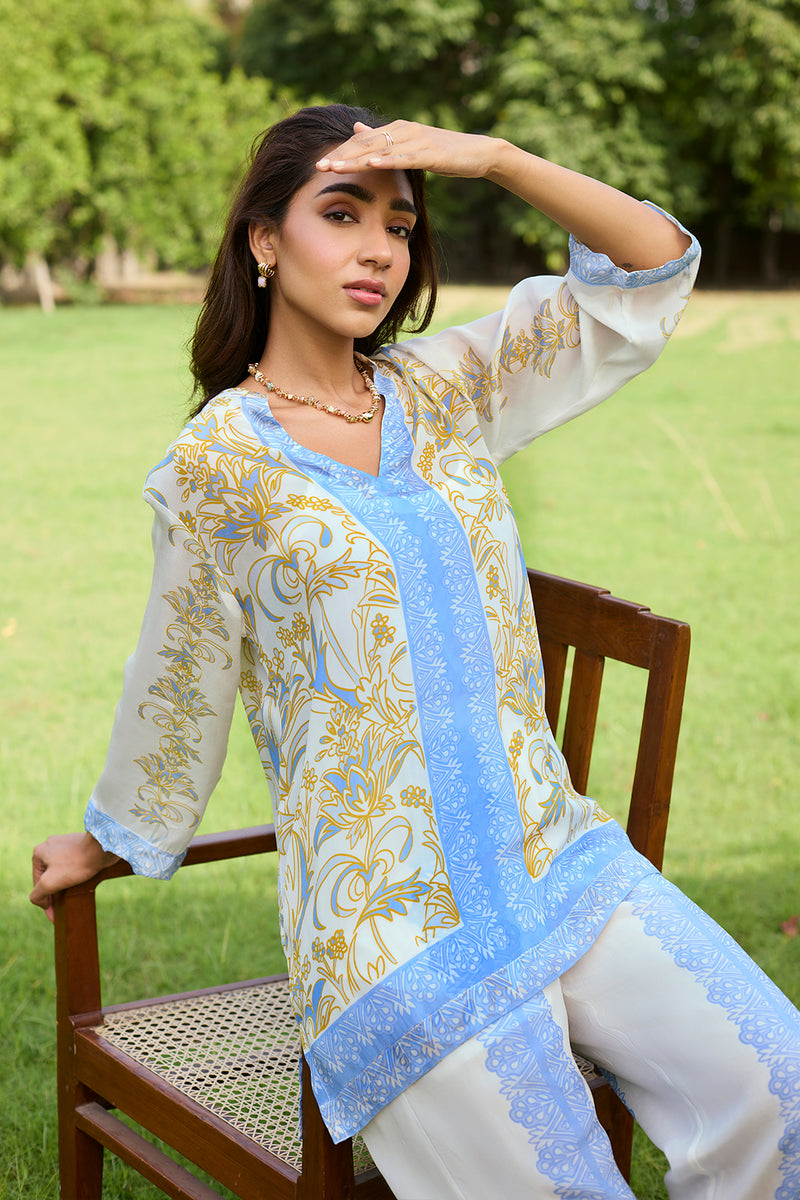 Mehak Lavender Blue Printed Set
