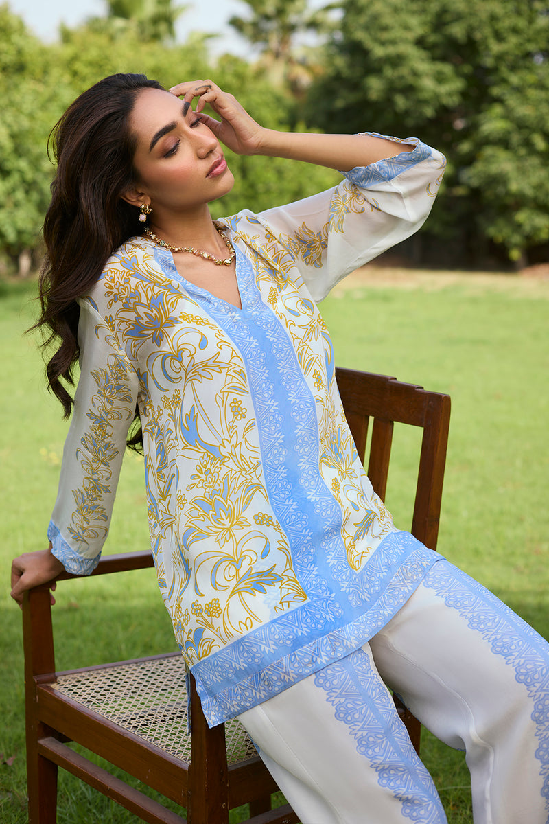 Mehak Lavender Blue Printed Set