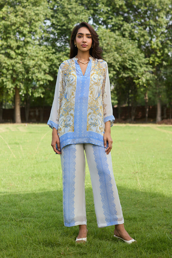 Mehak Lavender Blue Printed Set