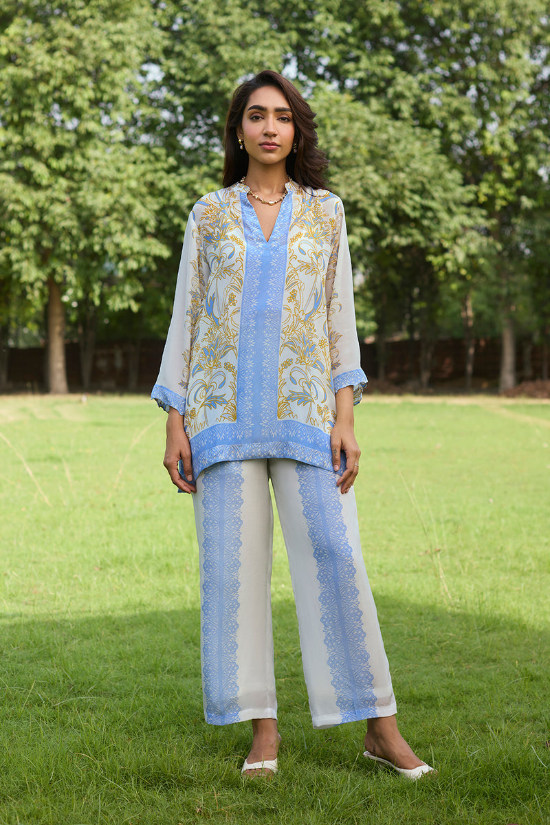 Mehak Lavender Blue Printed Set
