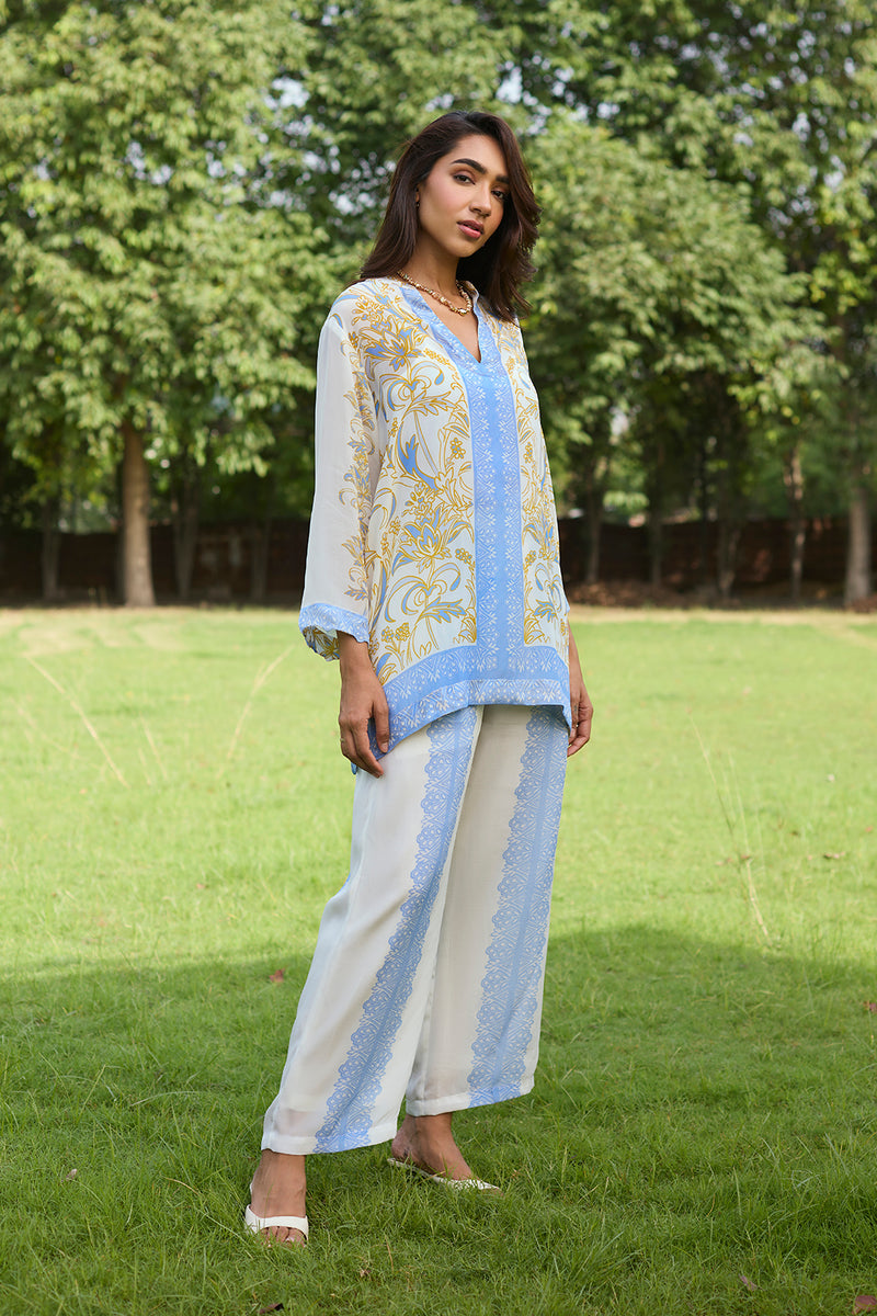 Mehak Lavender Blue Printed Set